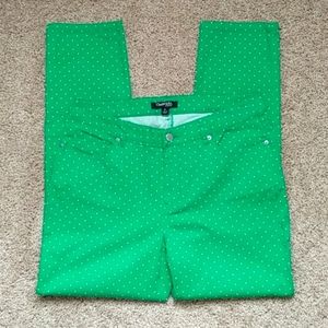 Chadwicks of Boston Green Polka Dot Five-Pocket Jean